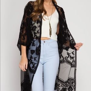 Boho Black Lace Duster / Kimono